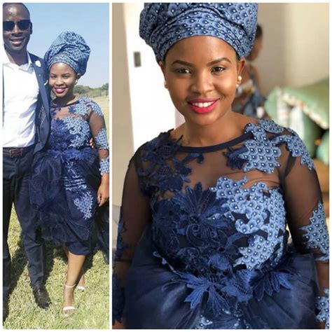tswana bride in modern shweshwe traditional wedding attire clipkulture