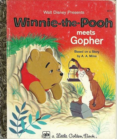 Walt Disney Winnie The Pooh Meets Gopher Little Golden Book 1974