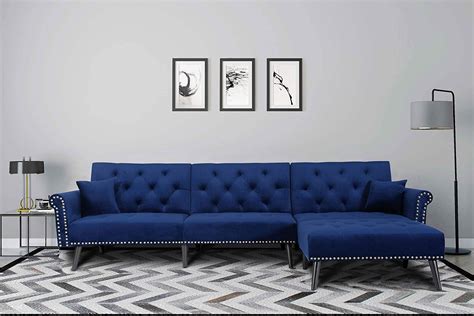 Elvet Fabric Sectional Sofa Set Corner Couch Navy Blue