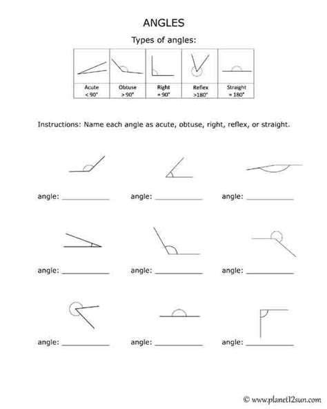 Angles 5th Grade Geometry Printables