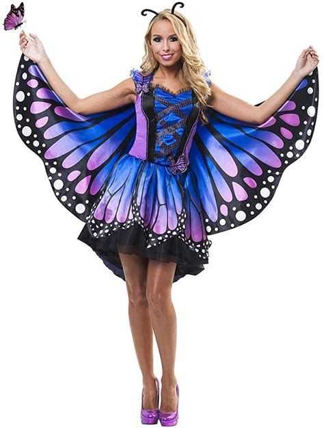 Spunicos Women S Monarch Butterfly Fairy Costume Dress With Double Side Printed Butterfly Wings