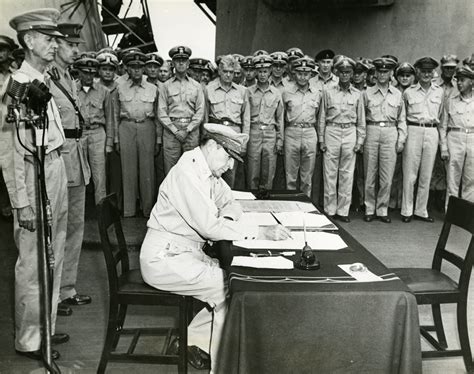 General Douglas Macarthur Signing The Japanese Instrument Of Surrender Tokyo Bay Japan 2