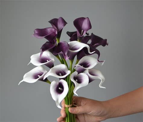 Plum Calla Lilies Artificial Picasso Calla Lilies Real Touch Etsy