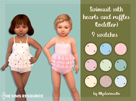 The Sims Resource Swimsuit With Hearts And Ruffles Toddler