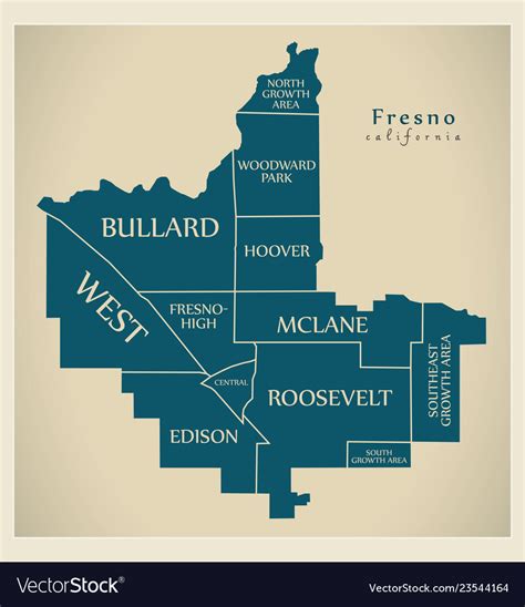 Modern City Map Fresno California City Of The Vector Image