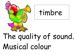Words like round, brassy, sharp, or bright can be used to describe the timbre of a sound. Music posters. The elements and vocabulary | Teaching Resources