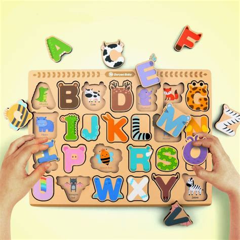 Free Shipping Cartoon Animal Alphabet Plate Puzzle Early Childhood