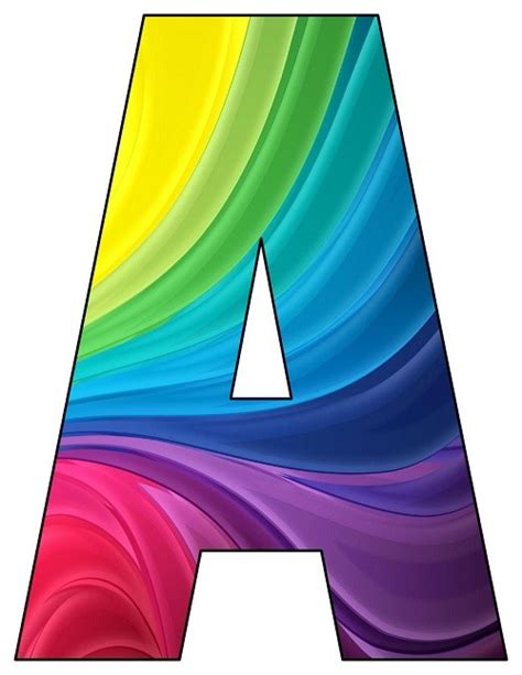 rainbow waves printable letters     printable partycom