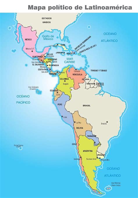 Mapa Político De América Latina Geografía Americana Pinterest