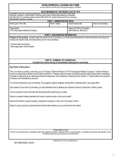 Da Form 4856 Counseling For Driving Without License