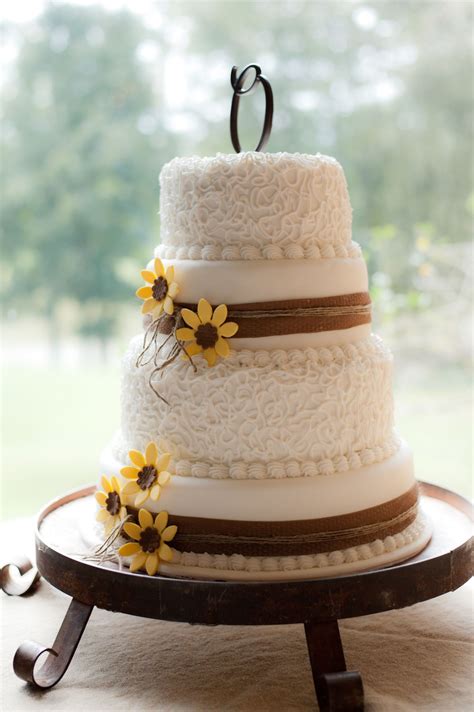 Sunflower And Burlap Wedding Cake Rustic Wedding Cake