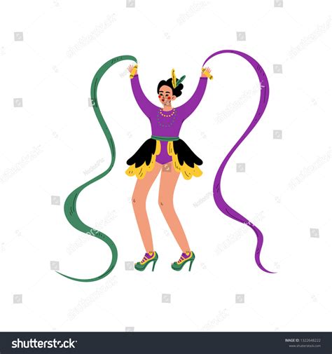 Beautiful Woman Bright Mardi Gras Costume Stock Vector Royalty Free 1322648222 Shutterstock