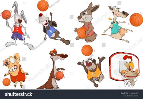 Funny Animals Basketball Vector Stock Vector Royalty Free 2156808485