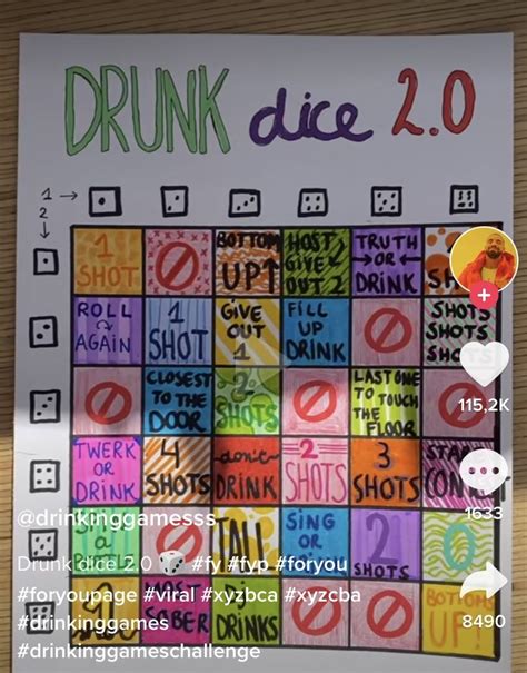 Drunk Dice Drinking Game Adult Drinking Game Digital Download Etsy Artofit