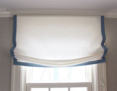Roman Shades White Linen With Trim On Sides And Bottom Shown Etsy