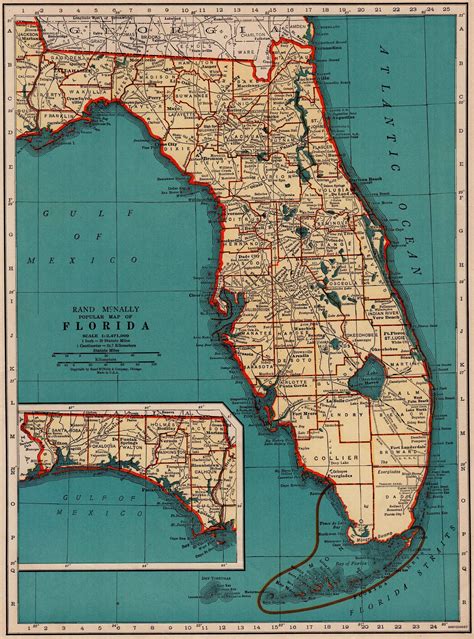 1937 Antique Florida State Map Vintage Map Of Florida Gallery Map Of