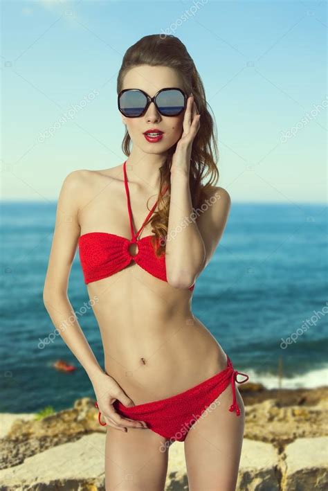 Bikini Girl With Sunglasses Stock Photo By Carlodapino