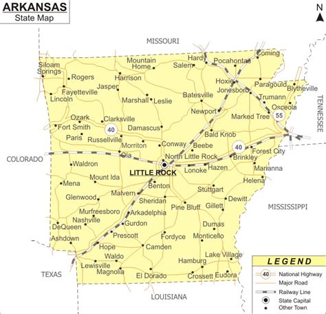Arkansas State Map With All Cities United States Map