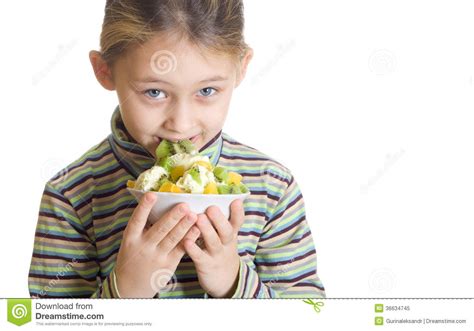 Beautiful Girl Eats A Dessert Of Ice Cream And Kiwi Stock Image Image