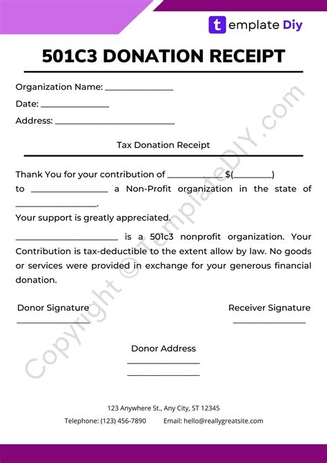 501c3 Donation Receipt Template Printable Pdf Word