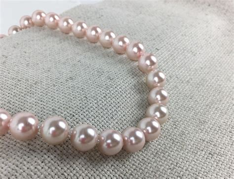 Classic Pink Pearl Necklace Single Strand Pearl Bridal Etsy