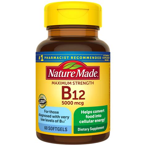 Nature Made Maximum Strength Vitamin B12 5000 Mcg Softgels 60 Count