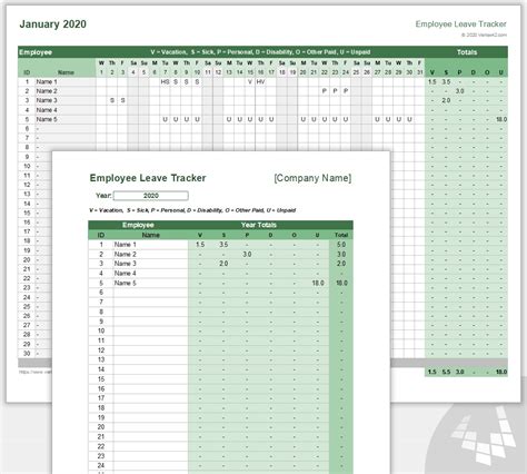 Informasi Tentang 2021 Employee Vacation Planner Calendar Template