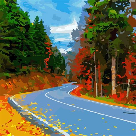 Painting Of An Empty Road Watercolor Landscape Paintings Beautiful