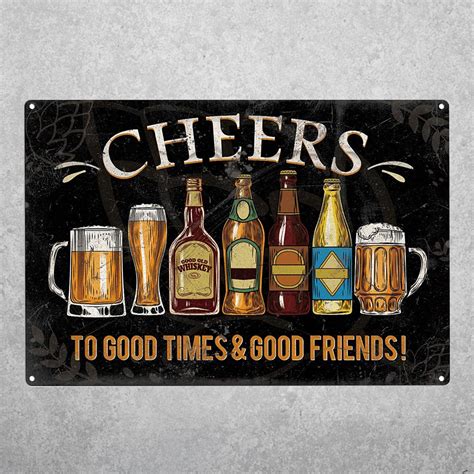 Cheers To Good Times And Good Friends 8 X 12 Inch Funny Bar Etsy