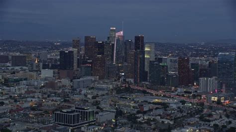 8k Stock Footage Aerial Video Of Downtown Los Angeles Skyline With New