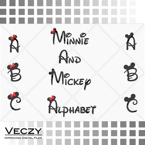 Mickey And Minnie Mouse Font Walt Disney Font Alphabet Svg Files From