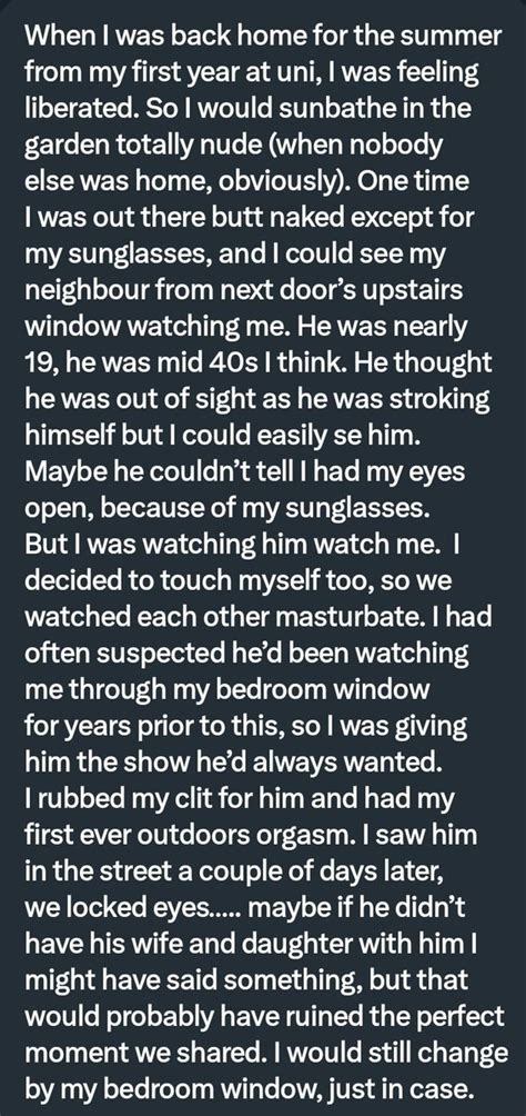 pervconfession on twitter she caught her neighbour spying on her sunbathing