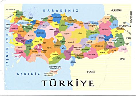 Najlepsza mapa turcji w sieci. Postcard through the world: 150. Turcja, mapa panstwa