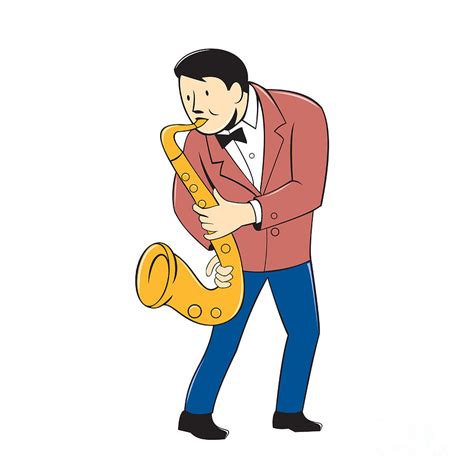 musician playing saxophone cartoon digital art by aloysius patrimonio fine art america