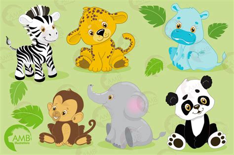 Jungle Babies Clipart Graphics And Illustration Amb 131 35514