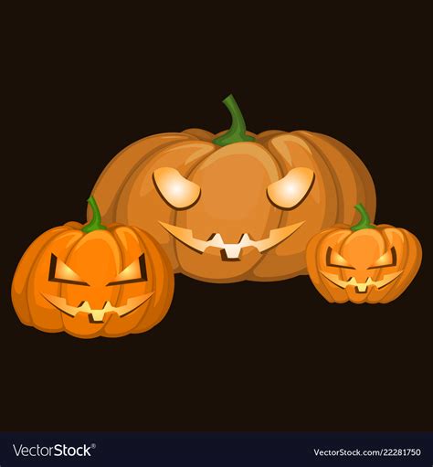 Set Of Three Pumpkins Of Different Shapes Vector Image