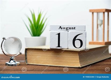 16th August Sixteenth Day Month Calendar Concept On Wooden Blocks