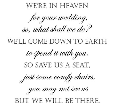 Were In Heaven For Your Wedding Wedding Memorial Poem Etsy