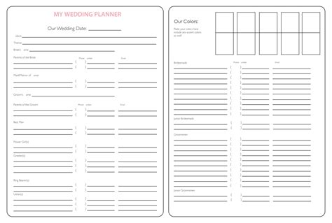 Wedding Planning Printables