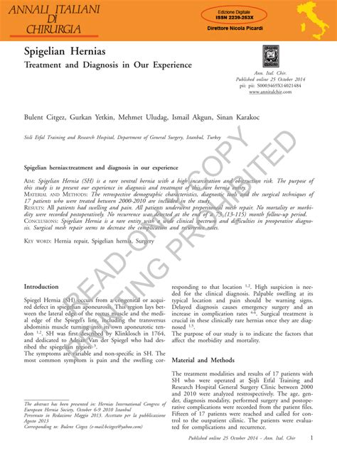 Pdf Spigelian Hernias Treatment And Diagnosis In Our Experience