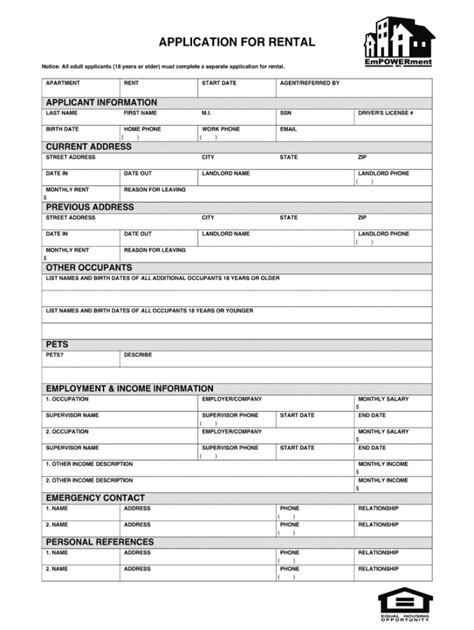 Rental Form Application Fill Out And Sign Printable Pdf Template