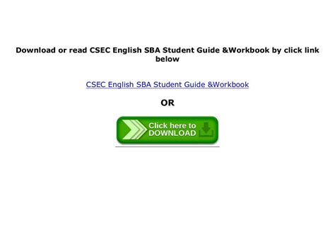 Dl Csec English Sba Student Guide And Workbook D00nl0d