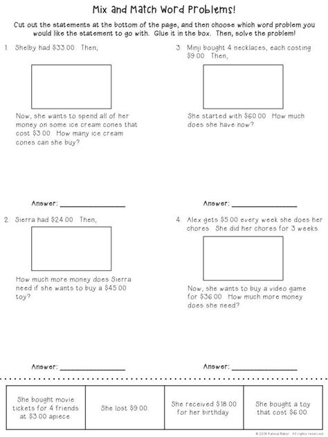 4th Grade 2 Step Word Problems