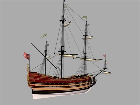 Spanish Galleon Warship 3d Model Maya Files Free Download Modeling