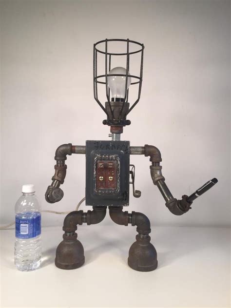 By Industro Rustro Steampunk Robot Desk Lamp Light Industrial Art