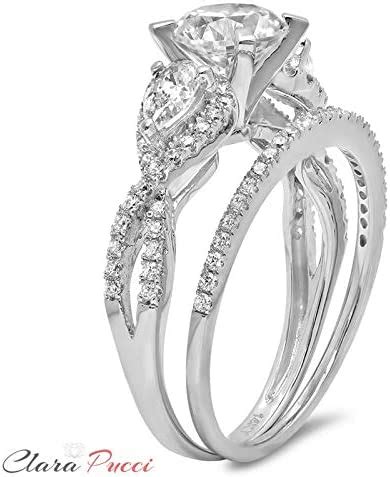 Amazon Com Clara Pucci Ct Round And Pear Cut Pave Halo Bridal