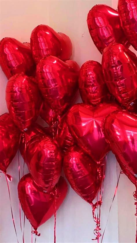 Red Metallic Heart Balloons Rred