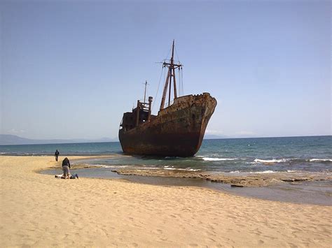 Ship Wreck At Gytheio Beach Photo From Valtaki Krokees In Laconia