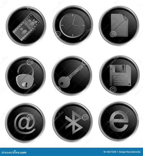 Vector Black Round Web Buttons Stock Vector Illustration Of