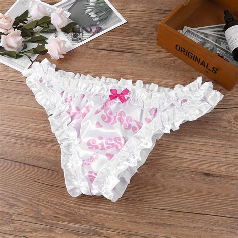 Wholesale Yizyif Sissy Mens Shiny Satin Pouch Panties Lingerie Ruffle Crossdress Underwear Pink